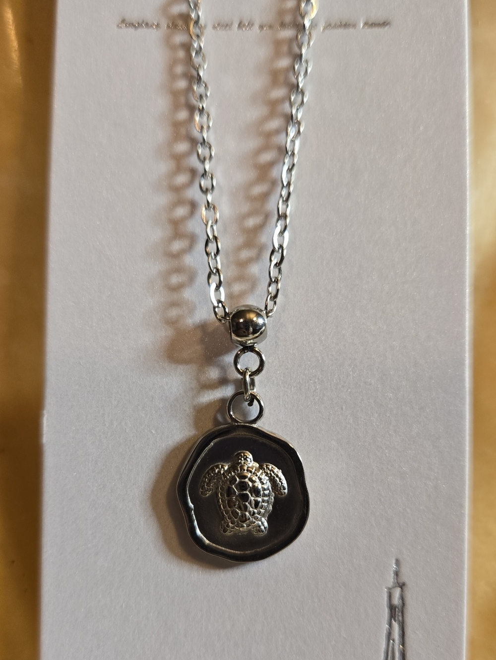 Silver Turtle Pendant Necklace - Stainless Steel